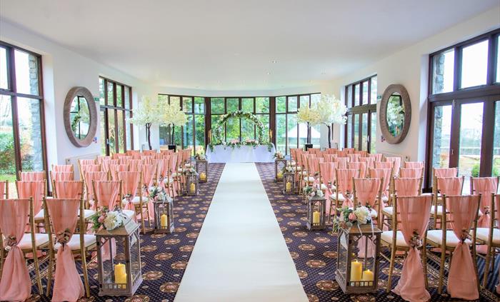 The Garden Room an accommodate up to 150 guests for a wedding ceremony and celebration